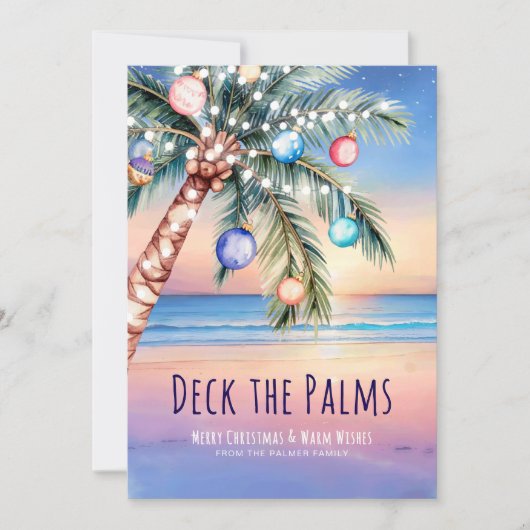Deck the Palms Beach Kerstmis Feestdagenkaart (Voorkant)