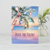 Deck the Palms Beach Kerstmis Feestdagenkaart (Staand voorkant)