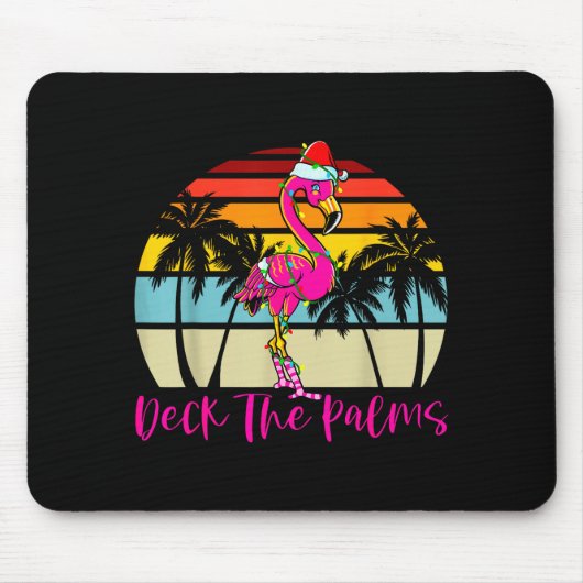 Deck The Palms Christmas Flamingo Palm Tree Trocal Muismat (Voorkant)