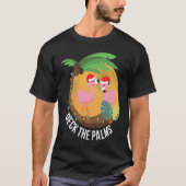 Deck the Palms Flamingo Christmas T-shirt (Voorkant)