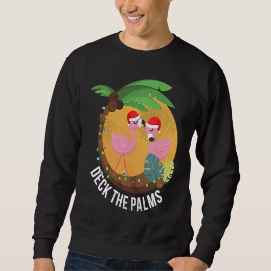 Deck the Palms Flamingo Christmas Trui (Voorkant)