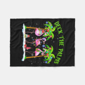 Deck The Palms Flamingo Trocal Christmas Lights Fleece Deken (Voorkant (Horizontaal))