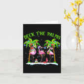 Deck The Palms Flamingo Trocal Christmas Lights  Kaart (Gele Bloem)