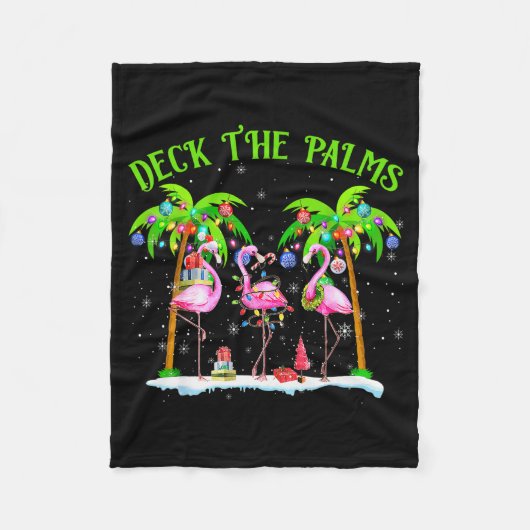 Deck The Palms Flamingo Trocal Christmas Lights Pa Fleece Deken (Voorkant)