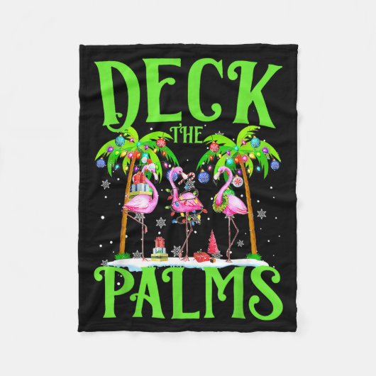 Deck The Palms Flamingo Trocal Christmas Lights Pa Fleece Deken (Voorkant)