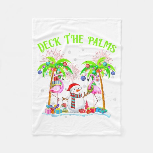 Deck The Palms Flamingo Trocal Christmas Lights Pa Fleece Deken (Voorkant)