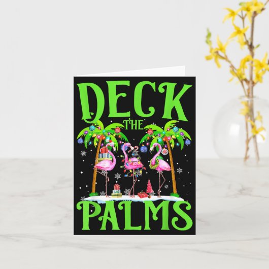 Deck The Palms Flamingo Trocal Christmas Lights Pa Kaart (Gele Bloem)