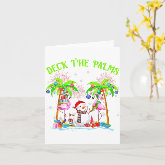 Deck The Palms Flamingo Trocal Christmas Lights Pa Kaart (Gele Bloem)