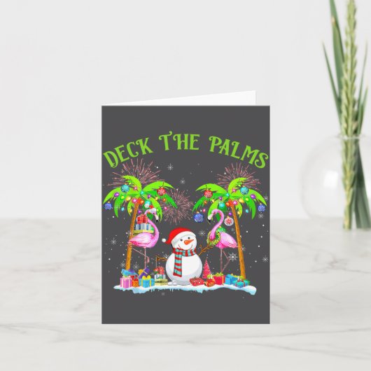 Deck The Palms Flamingo Trocal Christmas Lights Pa Kaart (Voorkant)