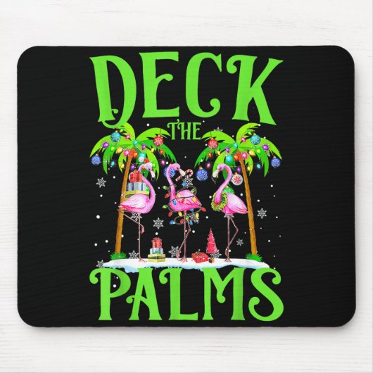 Deck The Palms Flamingo Trocal Christmas Lights Pa Muismat (Voorkant)