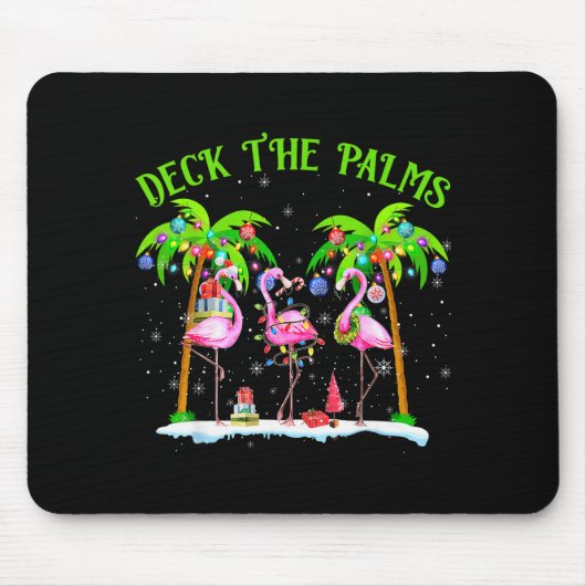 Deck The Palms Flamingo Trocal Christmas Lights Pa Muismat (Voorkant)