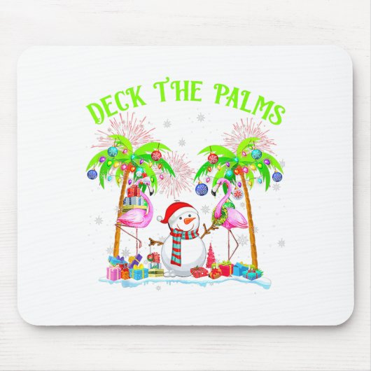Deck The Palms Flamingo Trocal Christmas Lights Pa Muismat (Voorkant)
