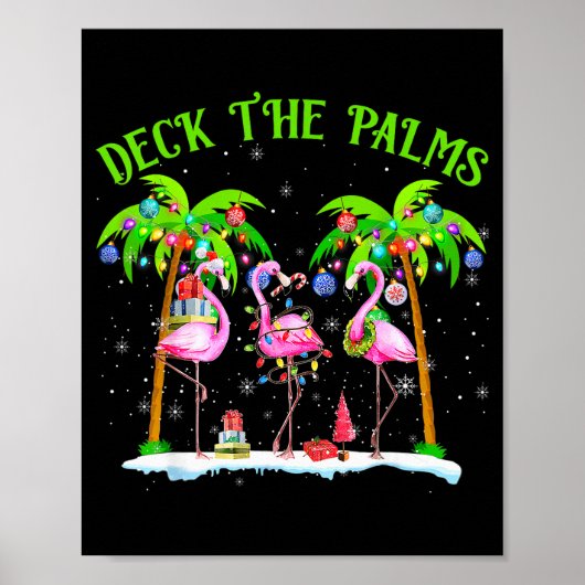 Deck The Palms Flamingo Trocal Christmas Lights Pa Poster (Voorkant)