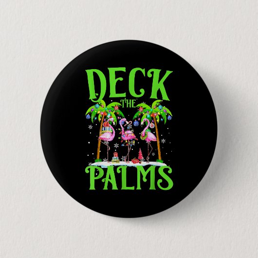 Deck The Palms Flamingo Trocal Christmas Lights Pa Ronde Button 5,7 Cm (Voorkant)
