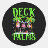 Deck The Palms Flamingo Trocal Christmas Lights Pa Ronde Sticker (Voorkant)