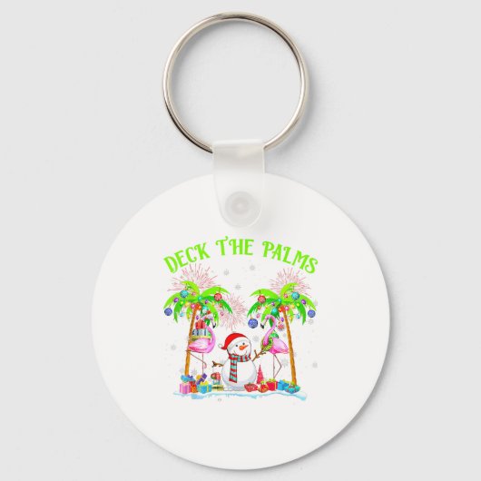 Deck The Palms Flamingo Trocal Christmas Lights Pa Sleutelhanger (Voorkant)