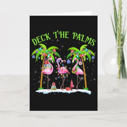 Deck The Palms Flamingo Tropical Christmas Lights  Kaart (Voorkant)