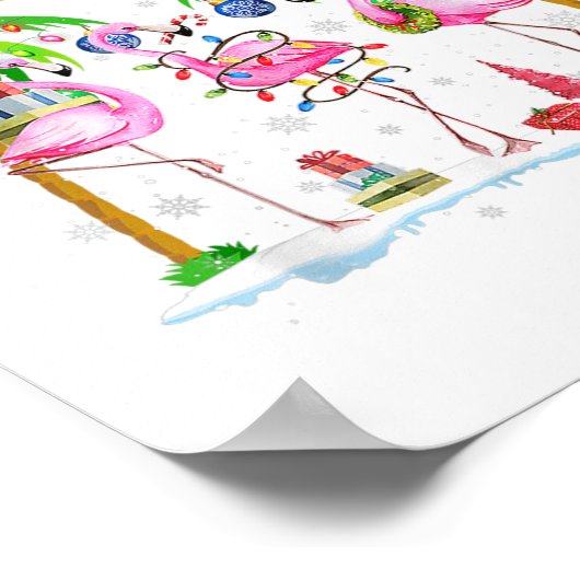 Deck The Palms Flamingo Tropical Christmas Lights  Poster (Hoek)