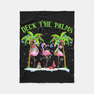 Deck The Palms Flamingo Tropische Kerstverlichting Fleece Deken
