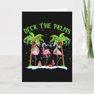 Deck The Palms Flamingo Tropische Kerstverlichting Kaart