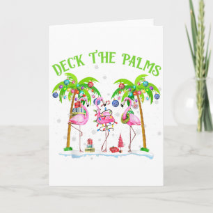 Deck The Palms Flamingo Tropische Kerstverlichting Kaart