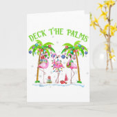 Deck The Palms Flamingo Tropische Kerstverlichting Kaart (Gele Bloem)