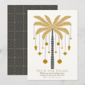 Deck the Palms Golden Palm Tree Ornament Kerst Feestdagenkaart (Voorkant / Achterkant)