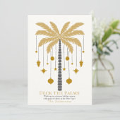 Deck the Palms Golden Palm Tree Ornament Kerst Feestdagenkaart (Staand voorkant)