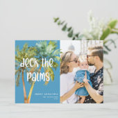 Deck the Palms' Merry Christmas Palm Trees Foto Feestdagenkaart (Staand voorkant)