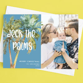 Deck the Palms' Merry Christmas Palm Trees Foto Feestdagenkaart