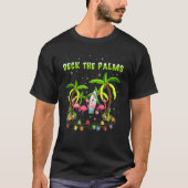 Deck the Palms Merry Flamingo Christmas T-shirt (Voorkant)
