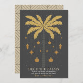 Deck the Palms Palm Tree Ornament Grey Christmas Feestdagenkaart (Voorkant / Achterkant)