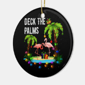 Deck The Palms Tree Beach Flamingo Kerstmis Keramisch Ornament (Links)