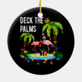 Deck The Palms Tree Beach Flamingo Kerstmis Keramisch Ornament (Achterkant)