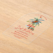 Deck The Palms Tropical Christmas Party Invitation Acryl Uitnodigingen (Laagn)