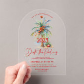 Deck The Palms Tropical Christmas Party Invitation Acryl Uitnodigingen (Insitu (Draagbaar))