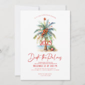 Deck The Palms Tropical Christmas Party Invitation Kaart (Voorkant)