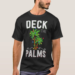 Deck The Palms Tropical Hawaii Christmas Palm Tree T-shirt