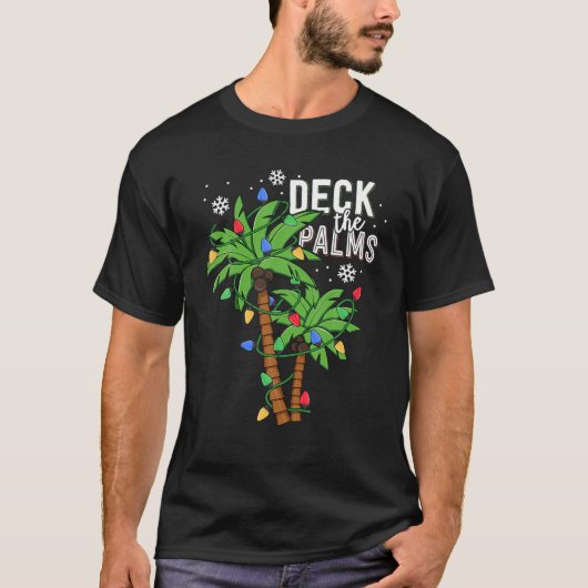 Deck The Palms Tropical Hawaii Christmas Palm Tree T-shirt (Voorkant)
