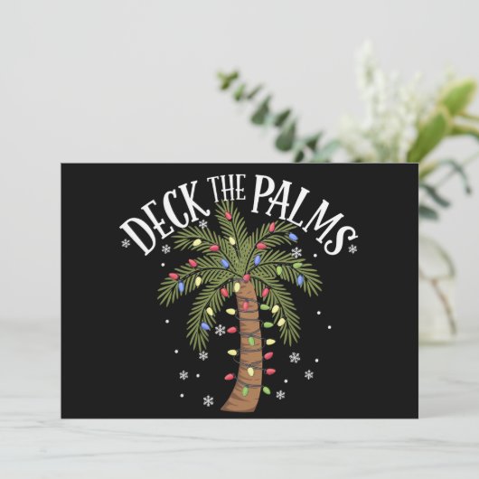 Deck The Palms Tropisch Hawaii Kerstmis Palmboom Feestdagenkaart (Staand voorkant)