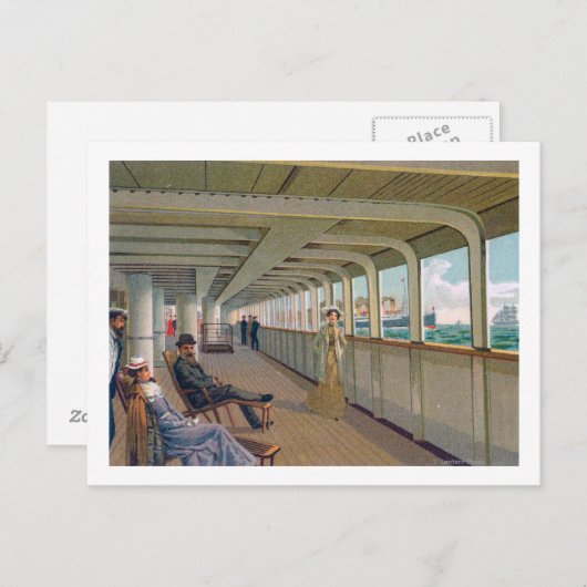 Deck Uitzicht van de lijn Patricia, Hamburg-Amerik Briefkaart (Voorkant / Achterkant)