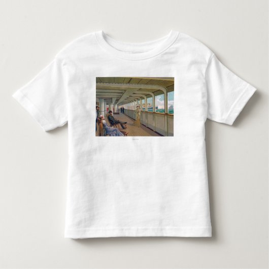 Deck Uitzicht van de lijn Patricia, Hamburg-Amerik Kinder Shirts (Voorkant)