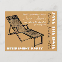 Deckchair Retirement Party Save the Date briefkaar Aankondigingskaart