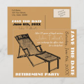 Deckchair Retirement Party Save the Date briefkaar Aankondigingskaart (Voorkant / Achterkant)