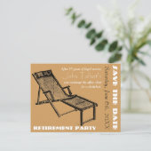 Deckchair Retirement Party Save the Date briefkaar Aankondigingskaart (Staand voorkant)
