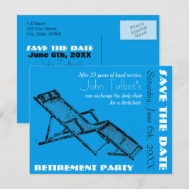 Deckchair Retirement Party Save the Date briefkaar Aankondigingskaart