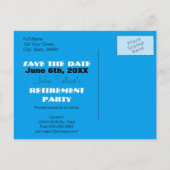 Deckchair Retirement Party Save the Date briefkaar Aankondigingskaart (Achterkant)