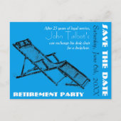 Deckchair Retirement Party Save the Date briefkaar Aankondigingskaart (Voorkant)