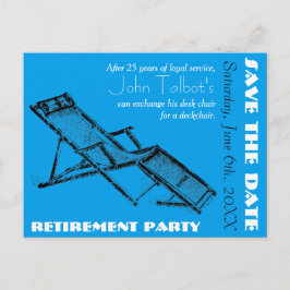 Deckchair Retirement Party Save the Date briefkaar Aankondigingskaart