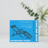 Deckchair Retirement Party Save the Date briefkaar Aankondigingskaart (Staand voorkant)